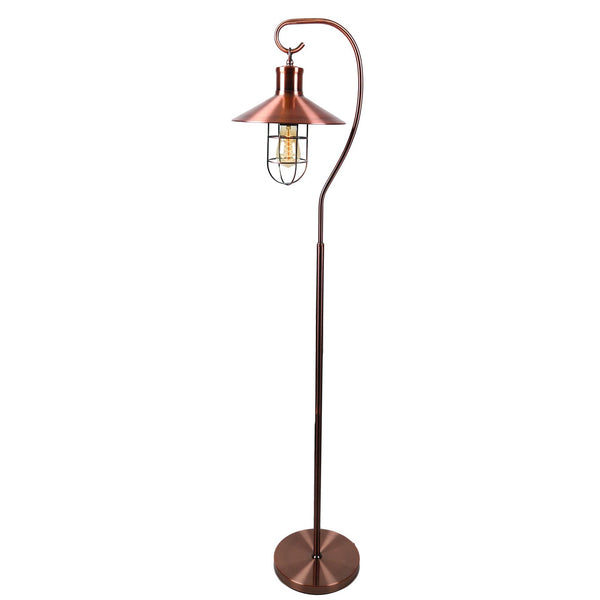 Copper Effect Edison Bulb Hook Floor Lamp 157 cm
