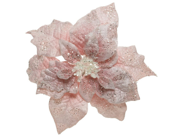 Velvet Poinsettia Clip Pink