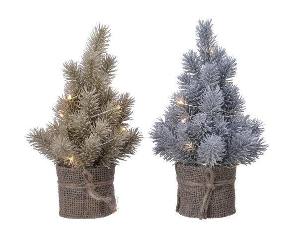 Mini LED Burlap Tree 28cm