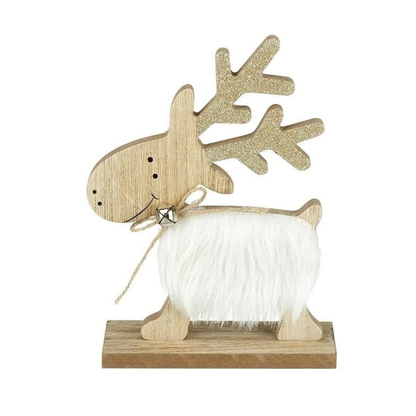 White Fur Wooden Reindeer