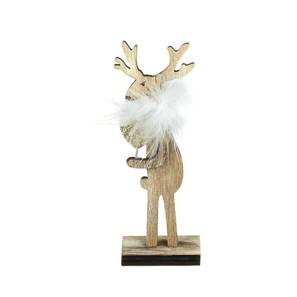 Wooden Moose with Fluff Small