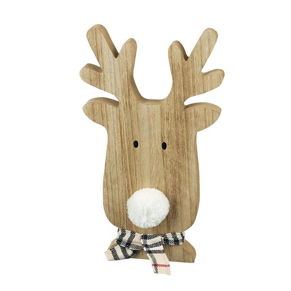 Wooden Reindeer Head White Nose